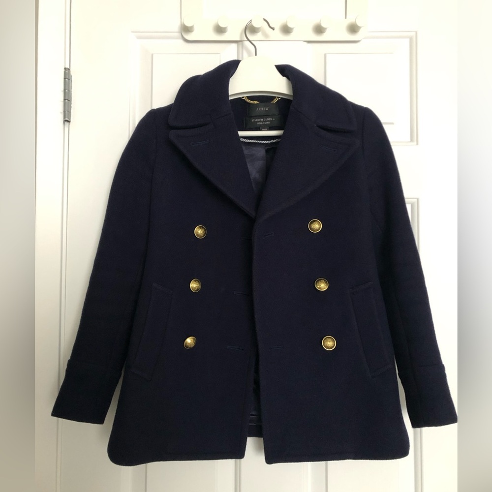Petite J Crew Wool Stadium Cloth Nello Gori Majesty Peacoat